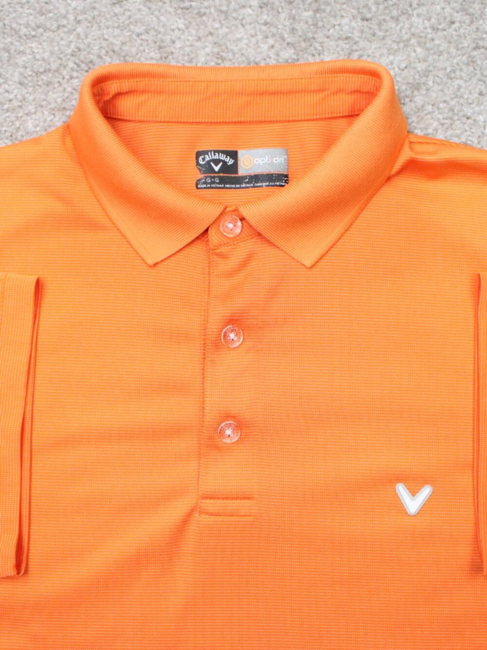 Callaway Polo Shirt Mens Large Orange Geometric Opti-Dri Golf Short Sleeve